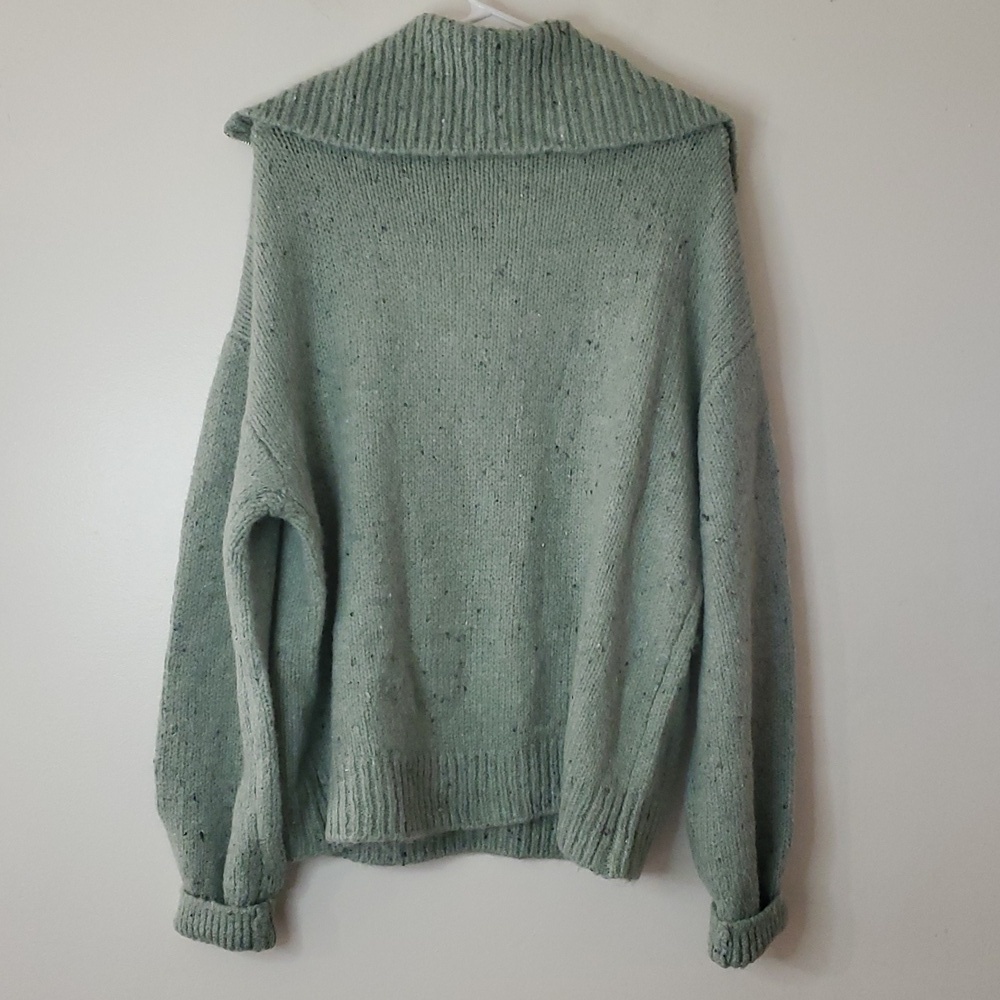 C&C California Chunky Knit Large Lapel Quarter Zip Sweater Size Extra Large - Picture 6 of 8